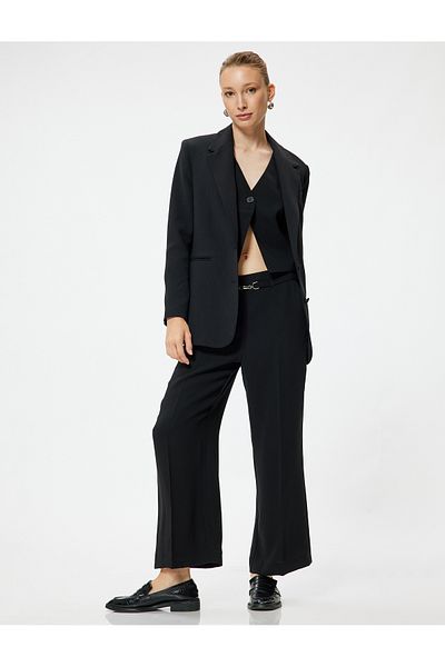 Koton Pantaloni culotte din stofă cu accesorii metalice și buzunare