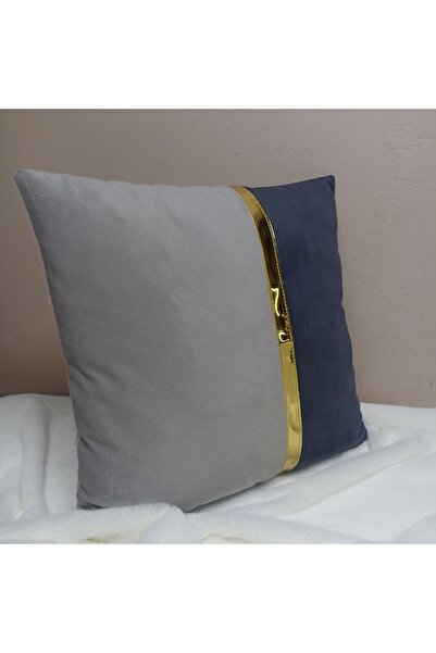 Rüyam Husă de pernă decorativă cu model gri și galben antracit cu dungi
