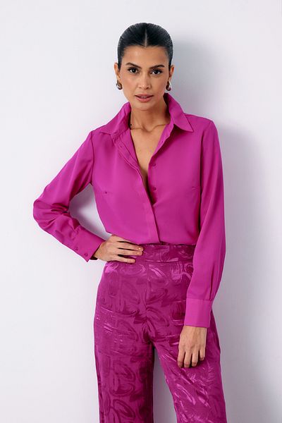 Sateen Classic Plain Shirt - Fuchsia