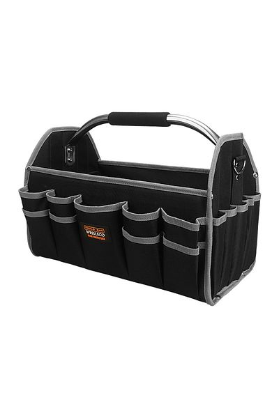 Choice Black 16 Inch Heavy Duty Electrician's Tool Bag Large Capacity Woodworking Handbag Toolbag Open Top