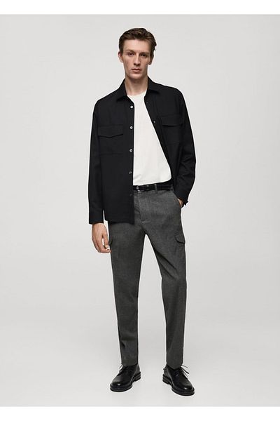 MANGO Man Flanelové cargo kalhoty