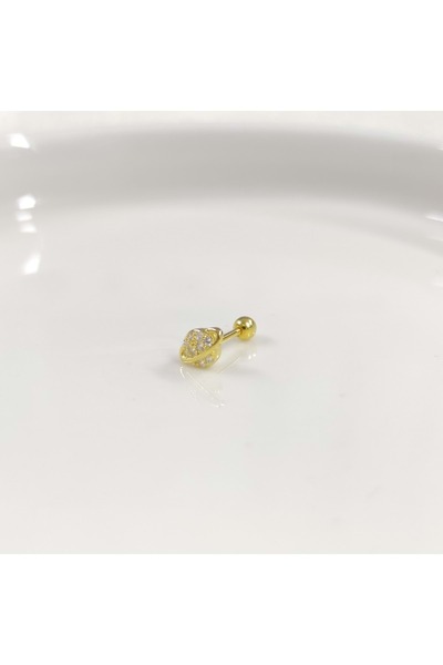 Güler Yüzlü Silver GEZEGEN SATÜRN GÜMÜŞ TRAGUS PIERCING - ALTIN SARI