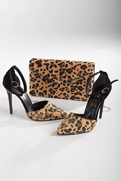 GULT مجموعة أحذية نسائية رفيعة بكعب عالٍ وطبعة جلد الفهد