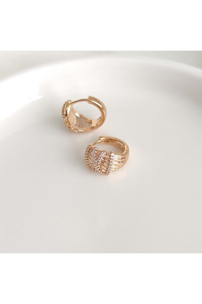Güler Yüzlü Silver XUPING 1,4 CM TAŞ DETAYLI HALKA KÜPE ROSE