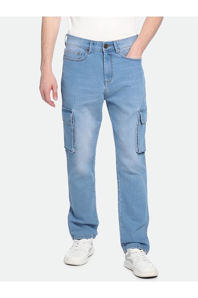 Dennis Lingo By Styli Mid Rise Straight Fit Cargo Jeans
