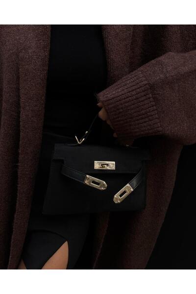 Tina İstanbul Geantă din nubuc neagră - cu husă și accesoriu pentru curea