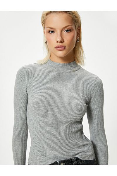 Koton Állványgallér Basic bordás hosszú ujjú kötöttáru pulóver