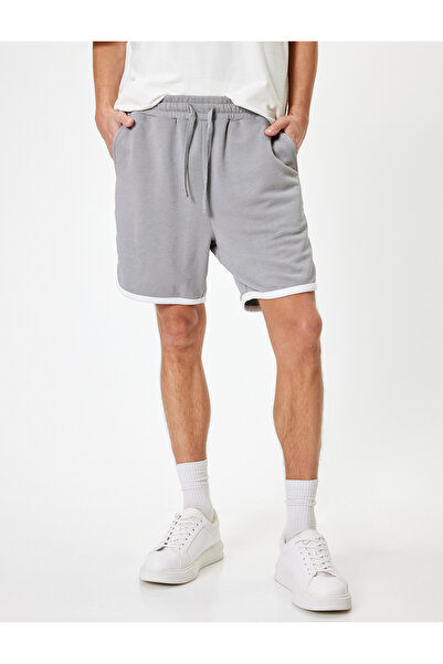 Koton Bermuda Şort Cep Detaylı Biyeli Beli Bağcıklı Pamuk Karışımlı