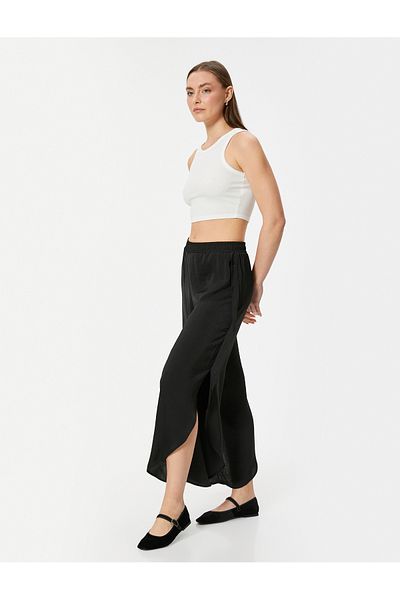 Koton Comfortable Aerobin Fabric Asymmetrical Slit Trousers