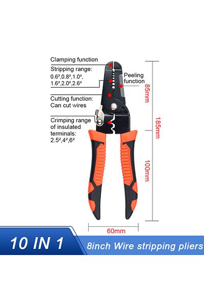 Choice 8 Inch 10 In 1 10 In 1 Stripping Crimping Pliers Wire Stripper Multi Functional Ring Crimpper Electr