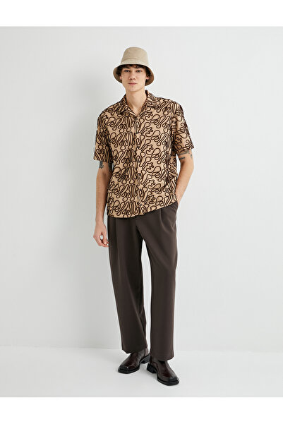 Koton Turn-Down Collar Embroidered Short Sleeve Summer Shirt