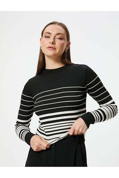 Koton Long Sleeve Knitwear Sweater - Crew Neck, Textured