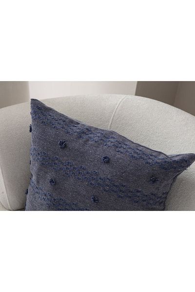 dekomall home & living Set de 2 țesute cu perforare boemă albastră - Husă de pernă cu detaliu cu buline