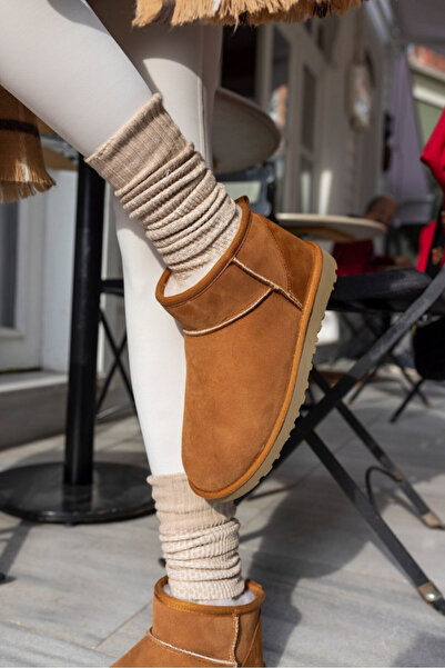 STOCON Γυναικείες γούνινες καθημερινές μπότες Pasep Tan Suede Χειμερινές μπότες