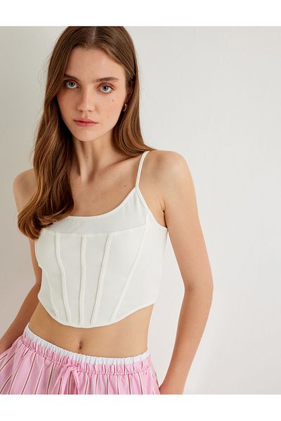 Koton Bustier aus Baumwolle im Slim Fit mit Riemchendesign im Korsett-Look