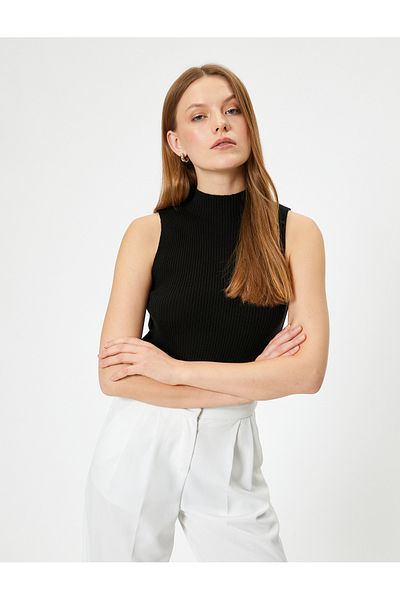 Koton Top de bază fără mâneci cu guler cu nervuri