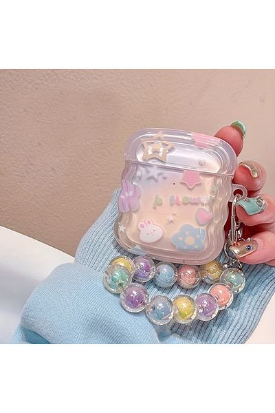 Choice For Airpodspro Pink Luxury Korean Gradient Star Earphone Case For AirPods 1 2 3 Cute Rabbit Flower C