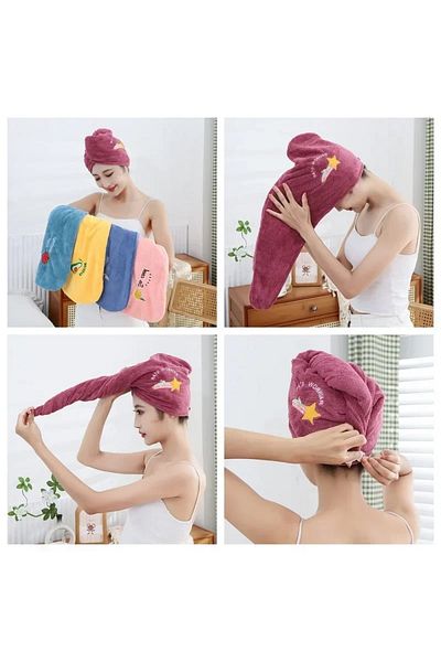 LISM Ladies soft microfiber towel shower cap towel ladies shower cap dry hair cap quick-drying soft la...