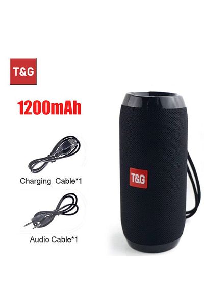 T&G مكبر صوت أسود Tg117، مكبر صوت محمول بتقنية البلوتوث، صندوق صوت لاسلكي خارجي، ستيريو محيطي