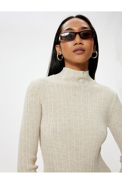 Koton Long Sleeve Textured Basic Knitwear Sweater - Turtleneck