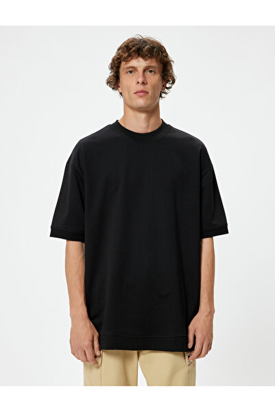 Koton Pamuklu Kısa Kollu Bisiklet Yaka Oversize Tişört