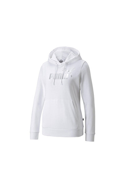 Puma Hanorac pentru femei Ess Metallic Logo - Hanorace albe casual 84909602