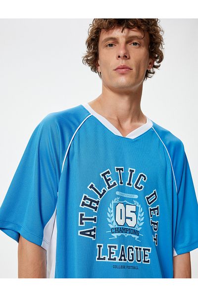 Koton Μπλουζάκι College Slogan Printed Oversize - Κοντομάνικο V-λαιμόκοψη
