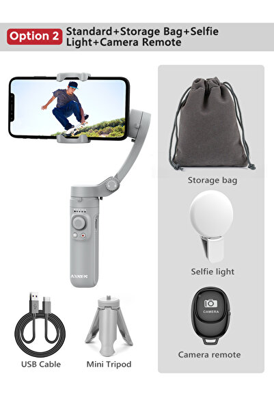 Choice Foldable 3-Axis Gimbal Handheld Stabilizer, Selfie Stick Vlog CellPhon...