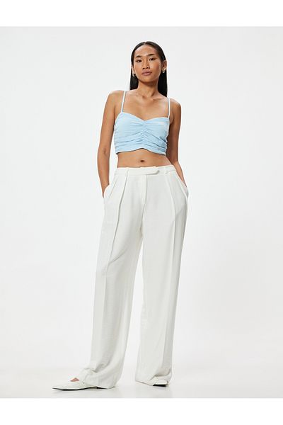 Koton Bustier mit schmalem Schnitt und drapiertem Leinen-Mix