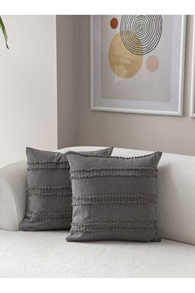 dekomall home & living Γκρι Σετ 2 - Υφαντό κάλυμμα μαξιλαριού με μοτίβο Bohemian Punch