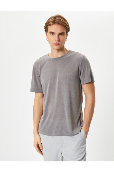Koton Bisiklet Yaka Tişört Kısa Kollu Dikiş Detaylı