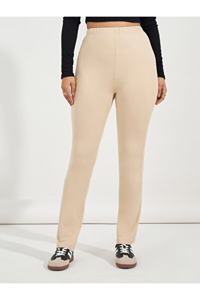 Styli Solid Elastic Waistband Slim Fit Leggings