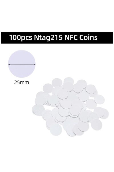 5YOA 100 قطعة من عملة 215 NFC، 100 قطعة من بطاقات NFC، بطاقات Ntag215، عملات معدنية، شارة 215، مفتاح رقاقة 13.56 ميجا هرتز، خفيفة الوزن للغاية
