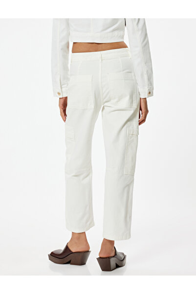 Koton Cotton Regular Waist Cargo Jeans - ίσιο πόδι με λεπτομέρεια τσέπης
