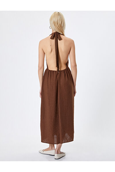 Koton Dlouhé šaty s ohlávkou ke krku - nízká záda