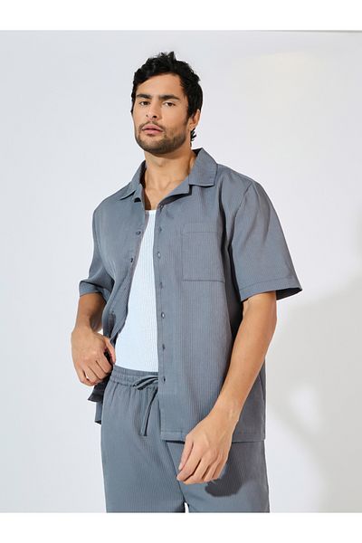 Styli Textured Relaxed Fit Resort Collar Shirt & Pants Co-Ords