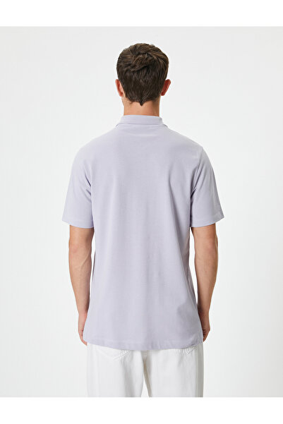 Koton Baumwoll-T-Shirt mit Polokragen und schmaler Passform – kurzärmlig