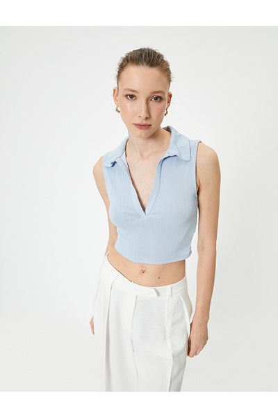 Koton Guler Polo Ribbed Modal Mixt - Atlet Crop