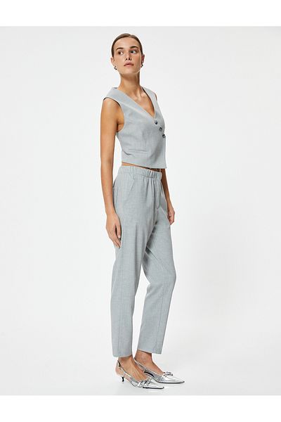 Koton Elastic Waisted Fabric Trousers with Pockets