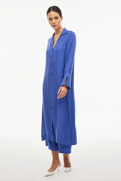 Perspective Caels Purple Colored Long Tunic - Regular Fit, Fitted Sleeves and Shirt Collar