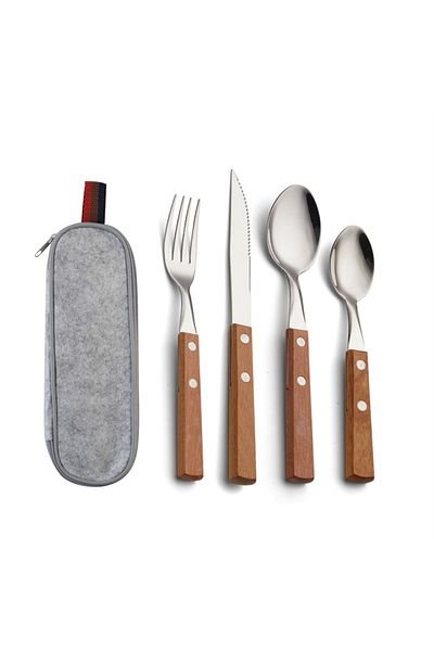 Choice Set With Bag Stainless Steel travel utensils With Case Healthy & Eco-Friendly Full Size Fork Spoon
