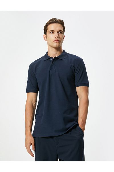 Koton Slim Fit T-Shirt mit Kragen – kurze Ärmel und Knopf
