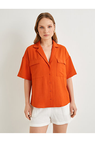 Koton Loose Fitting Short Sleeve Shirt - Cargo Pocket and Button