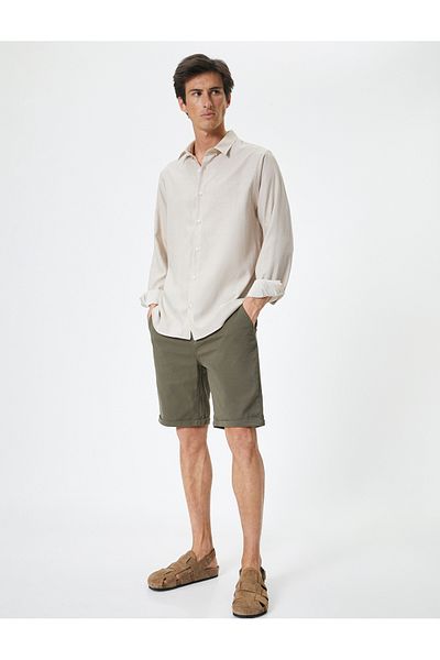Koton Slim Fit-Shorts aus Chino-Stoff – geknöpfte Tasche, mehrlagiges Bein