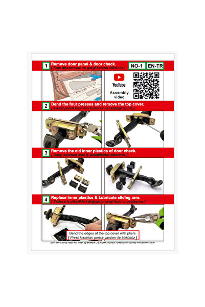 BARRER Honda Civic Vtec Ls Es Kapı Gergi Kolu Limitör Tamir Kiti 2001-2005 2 Kapı Set