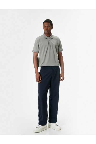 Koton Slim Fit T-Shirt mit Kragen – kurze Ärmel und Knopf
