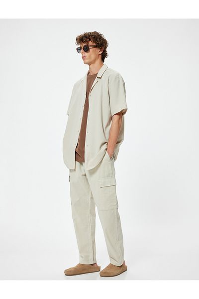 Koton Short Sleeve Shirt Button down Cotton Blend Regular Fit