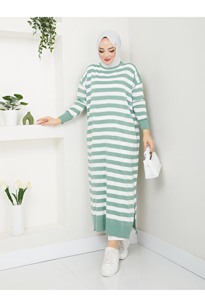 MODAMÜNASİP فستان تريكو مخطط رائع