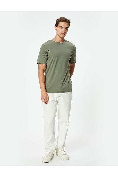 Koton Kurzarm-T-Shirt mit Rundhalsausschnitt aus Baumwollmischung