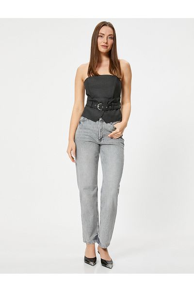 Koton High Waist Straight Leg Jeans - Eve Slim Jeans